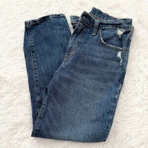 Women Abercrombie & Fitch Mid Rise Boyfriend Jeans Dark Washed Blue SIze 27/4